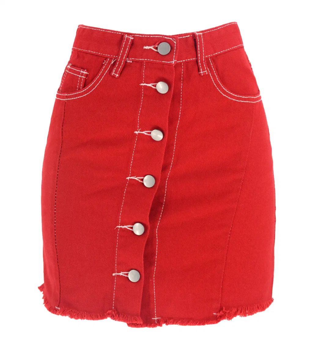 Women High Waist Elastic Lace-up Denim Skirt Single-Breasted Street Net Red Casual Wrap Hip Skirt Short Skirt