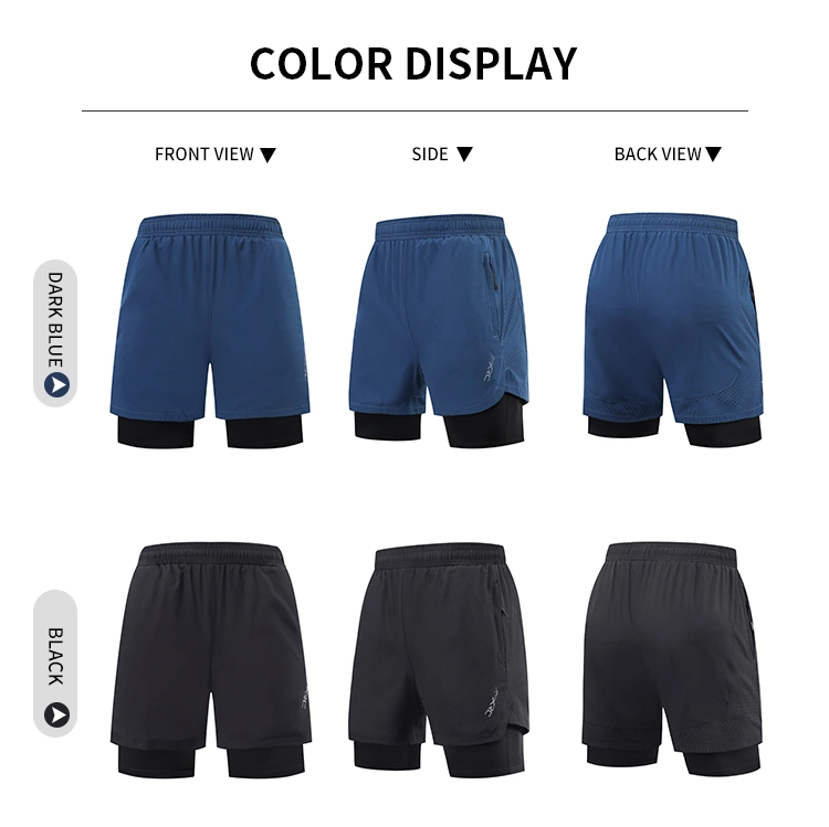 2 in 1 Shorts Mens Workout Shorts Fitness Wear Jogger Liner Shorts Wholesale Mens Gym Shorts